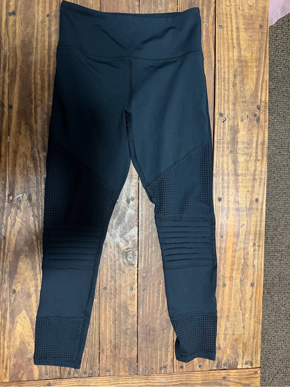 ZYIA Black Women's Performance Leggings with Textured Panels